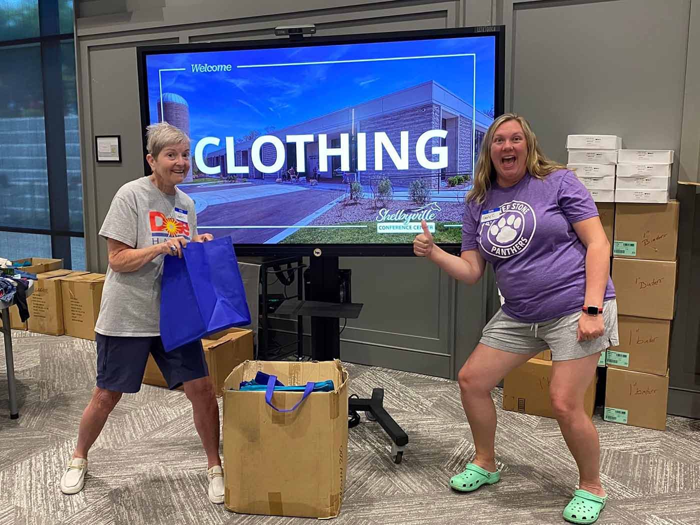 Volunteers getting ready for Ready Fest 2023 and having fun.